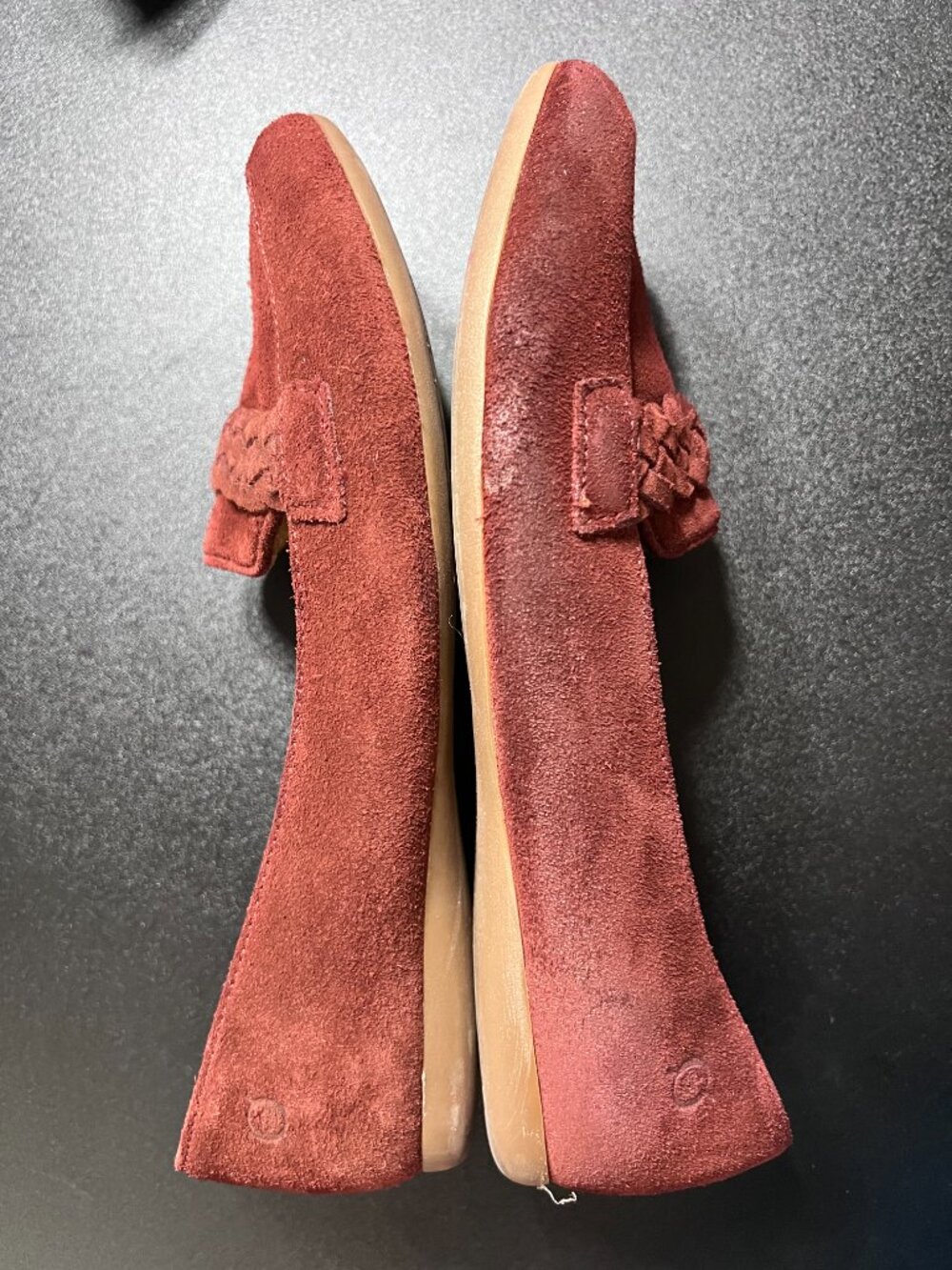 Born Burgundy Suede Braided Loafer Flats Comfort Slip On Shoes Size 8.5 - Picture 6 of 8